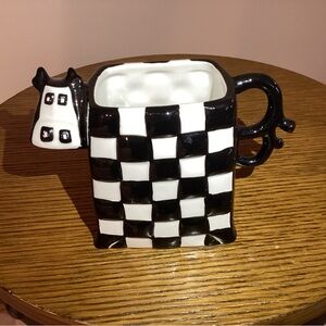 Black and White Checkered Cow Mug